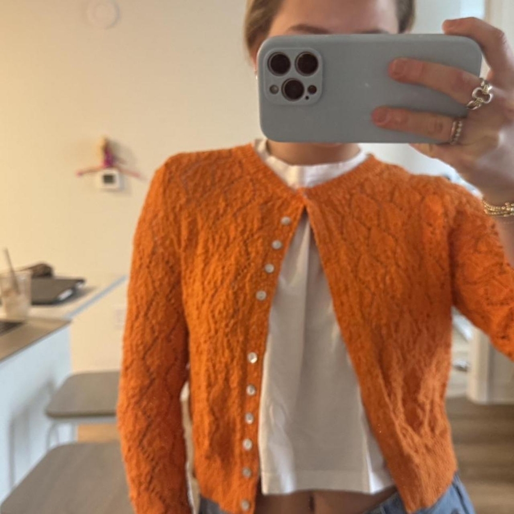 Orange Button-Up Women's Sweater
